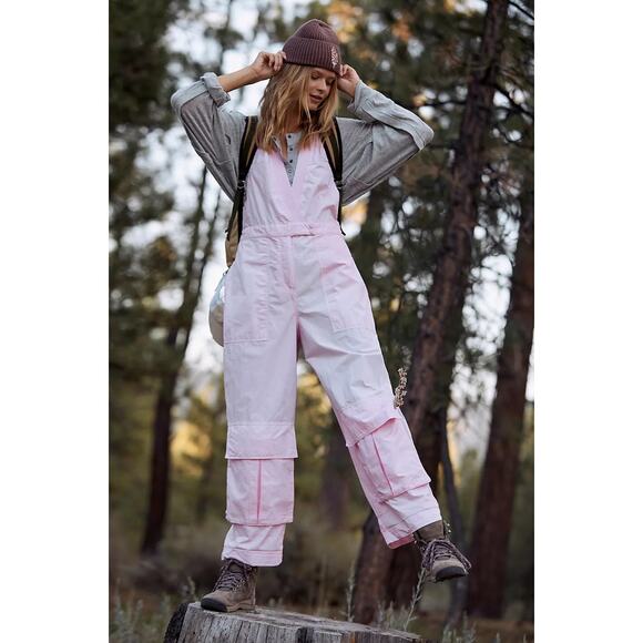 Free People Movement GO WEST Utility Cargo Wide Leg Jumpsuit Onesie S NWOT $128 - Picture 3 of 6